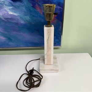 Vintage Mid-Century Table Lamp White Pink Marble MCM Nightstand Accent Lamp